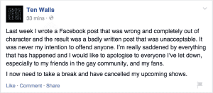 The apology posted a few days later.