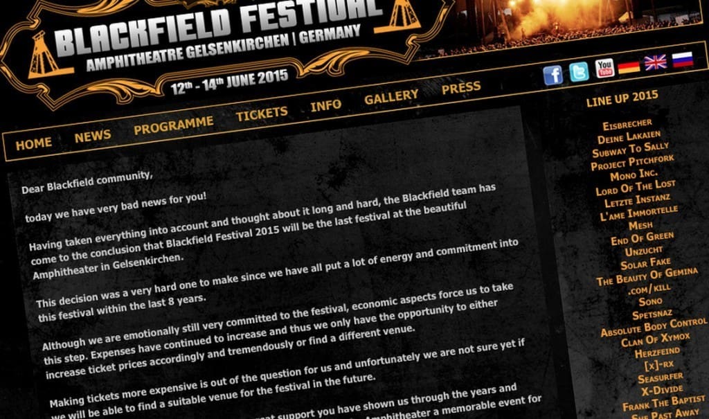Blackfield Festival Calls It Quits Sideline Magazine Blackfield Festival Calls It Quits