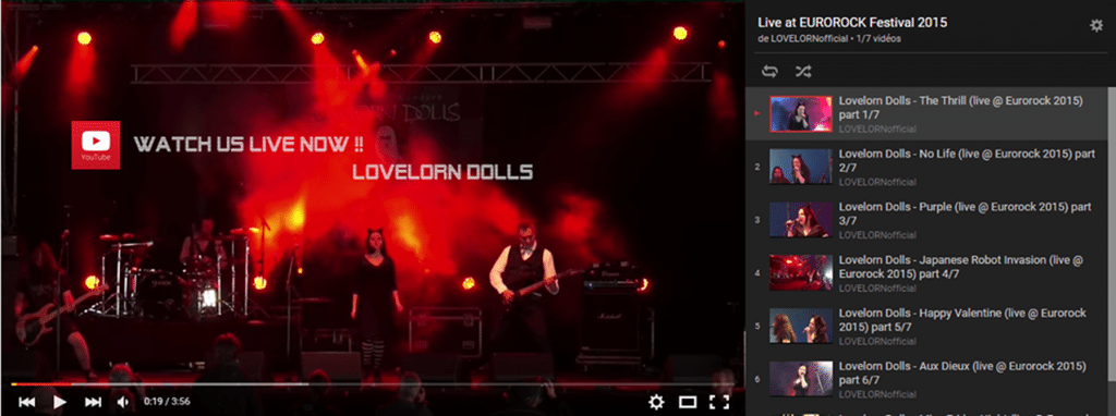 Lovelorn Dolls release complete liveset at Eurorock 2015 on YouTube