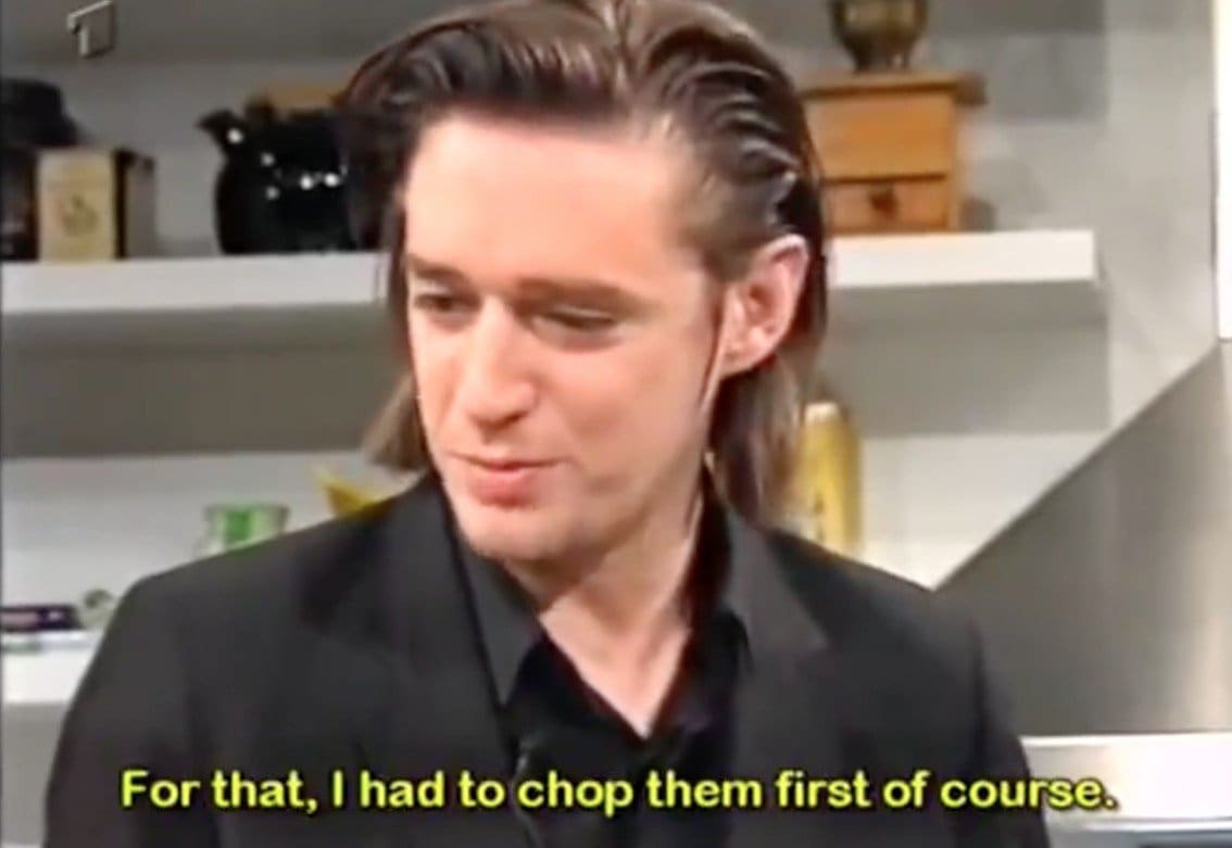 Blixa Bargeld from Neubauten cooking Risotto on German TV? Yes, it's caught on tape!
