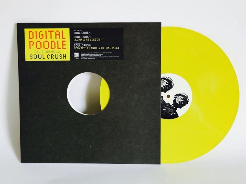 Yellow vinyl release for the EBM cult hit'Soul Crush' by Digital Poodle