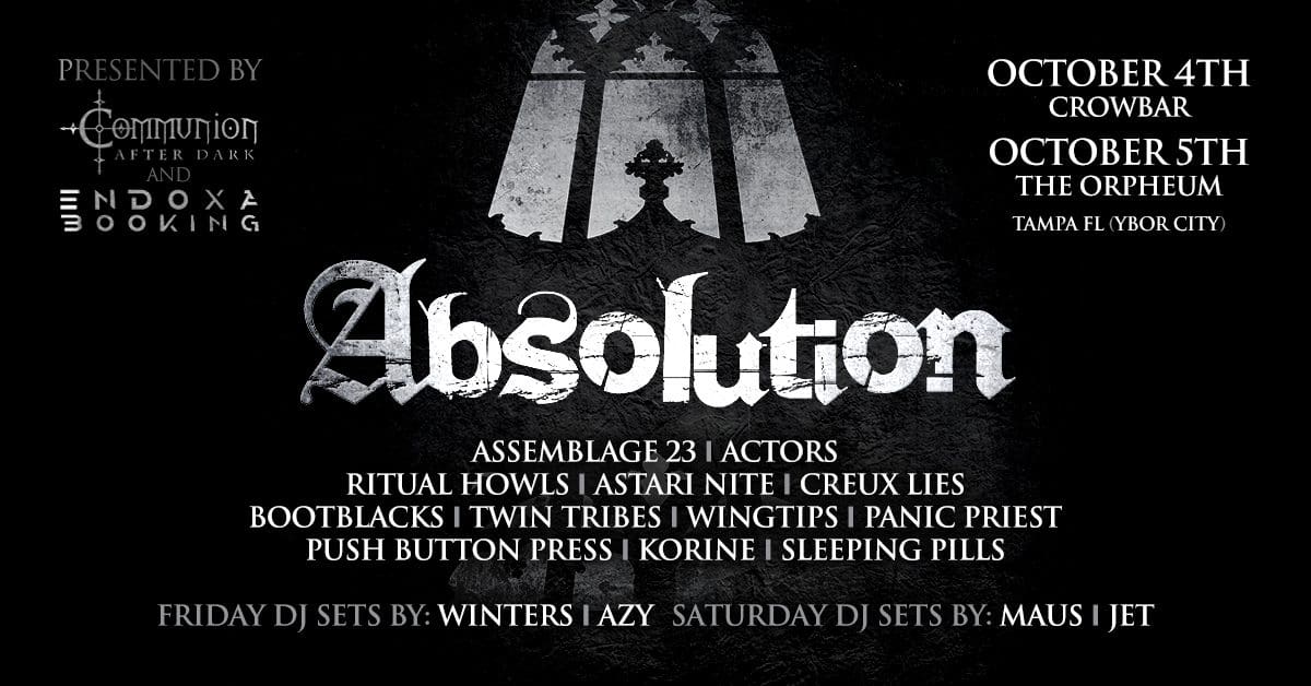 Absolution Festival announces dates and line up incl. Assemblage 23, Actors, ...