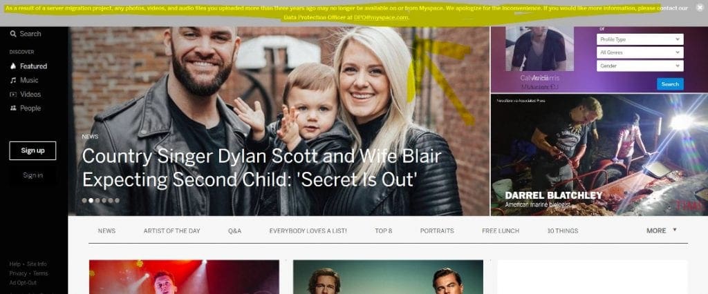 Myspace yes It Still Exists Has Lost 12 Years Worth of Music Uploads Sideline Magazine Myspace (yes, It Still Exists) Has Lost 12 Years' Worth of Music Uploads