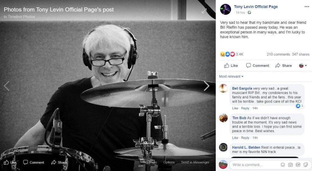 Rip Bill Rieflin Ministry Nine Inch Nails Drummer Looses Battle with Cancer Sideline Magazine R.i.p. Bill Rieflin - Ministry / Nine Inch Nails Drummer Looses Battle with Cancer