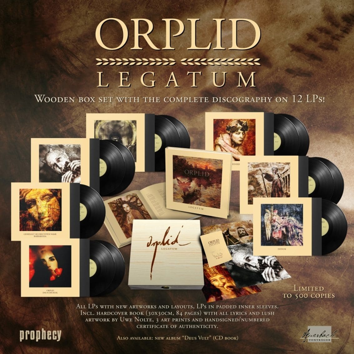 Entire Orplid backcatalogue compiled in 'Legatum' 12-LP wooden boxset