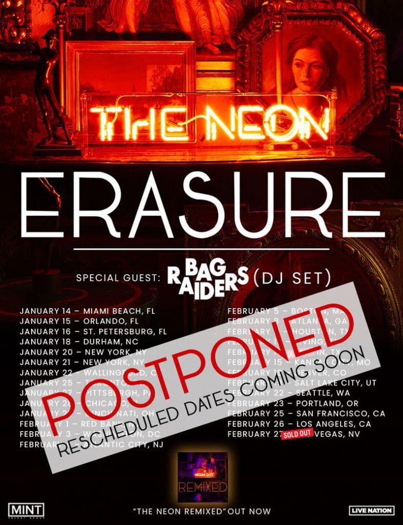 Erasure Postpone January and February North American Tour Dates